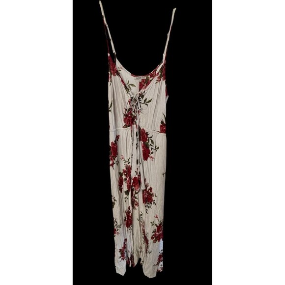 Charlotte Russe Y2K Maxi Romper Rose Floral Cottagecore Whimsigoth Fairy Lace Up - Picture 1 of 11